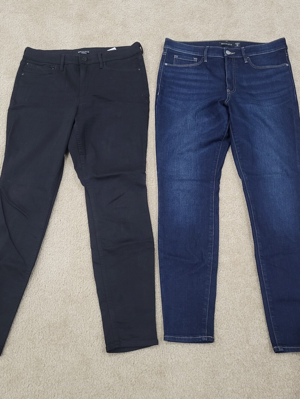 Athleta Flex Ultra Skinny Jean Lot – Size 12 Black & Dark Wash Stretch (2 Pairs)